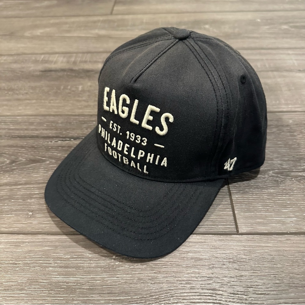 '47 Brand Black Philadelphia Eagles Dusted Laramie Hitch Adjustable Hat Cap Mens